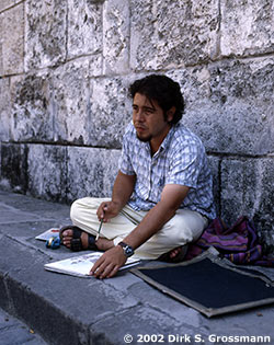 Painter at Plaza Catedral, La Habana