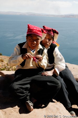 Knitting Boys on Isla Taquile (Click for next group)